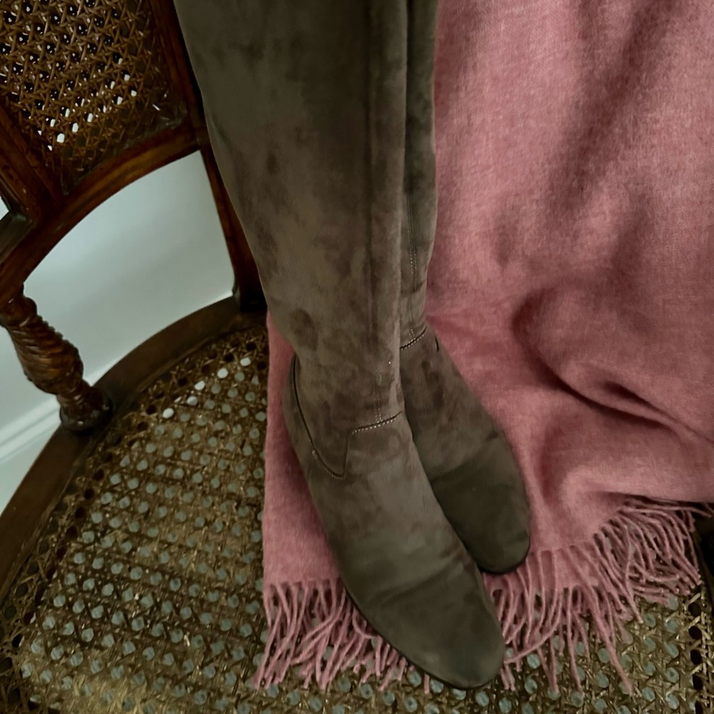 Brown Suede Knee-High Boots